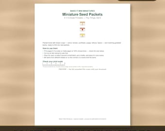 Miniature Seed Packets Printable 1:12 Scale — Dollhouse Accessories Digital Download