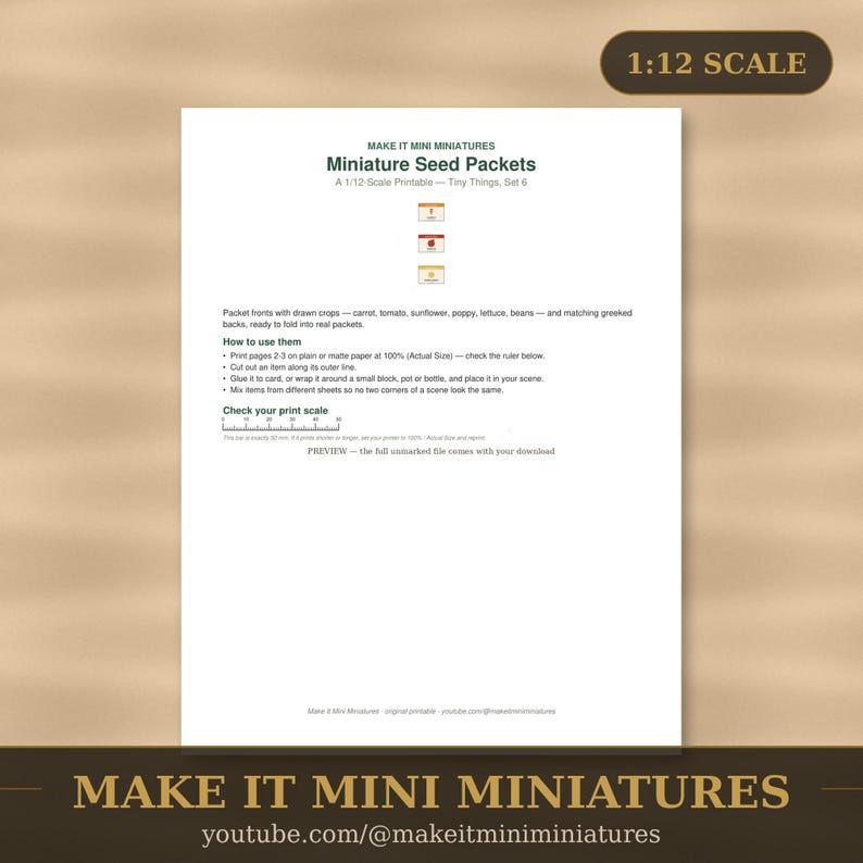 Miniatur-Samentütchen zum Ausdrucken im Maßstab 1:12 – Puppenhauszubehör (digitaler Download) Bild 2