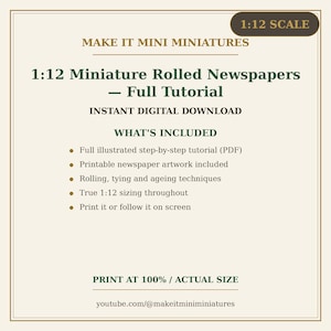 Miniature Rolled Newspapers — 1:12 Scale Miniature Build Guide, Printable Step-by-Step Tutorial image 5