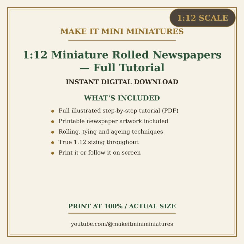 Miniature Rolled Newspapers — 1:12 Scale Miniature Build Guide, Printable Step-by-Step Tutorial image 5