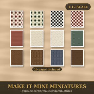 Papel pintado y suelos para casas de muñecas, imprimibles a escala 1:12 — Pack victoriano, 20 hojas imagen 4