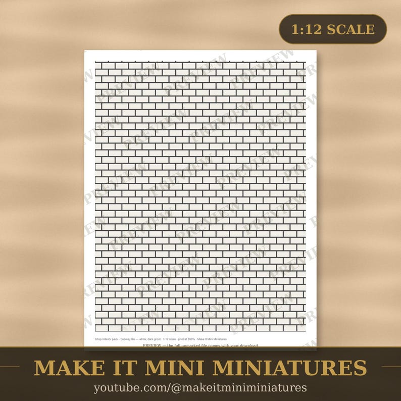 Dollhouse Wallpaper & Flooring Printable 1:12 Scale — Shop Interior Pack, 20 Sheets image 1