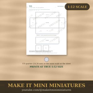 Dollhouse Sofa Template 1:12 Scale — Printable Miniature Furniture Cut-Out Pattern image 4