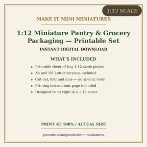 Miniature Pantry & Grocery Packaging Printable 1:12 Scale — Dollhouse Accessories Digital Download image 6