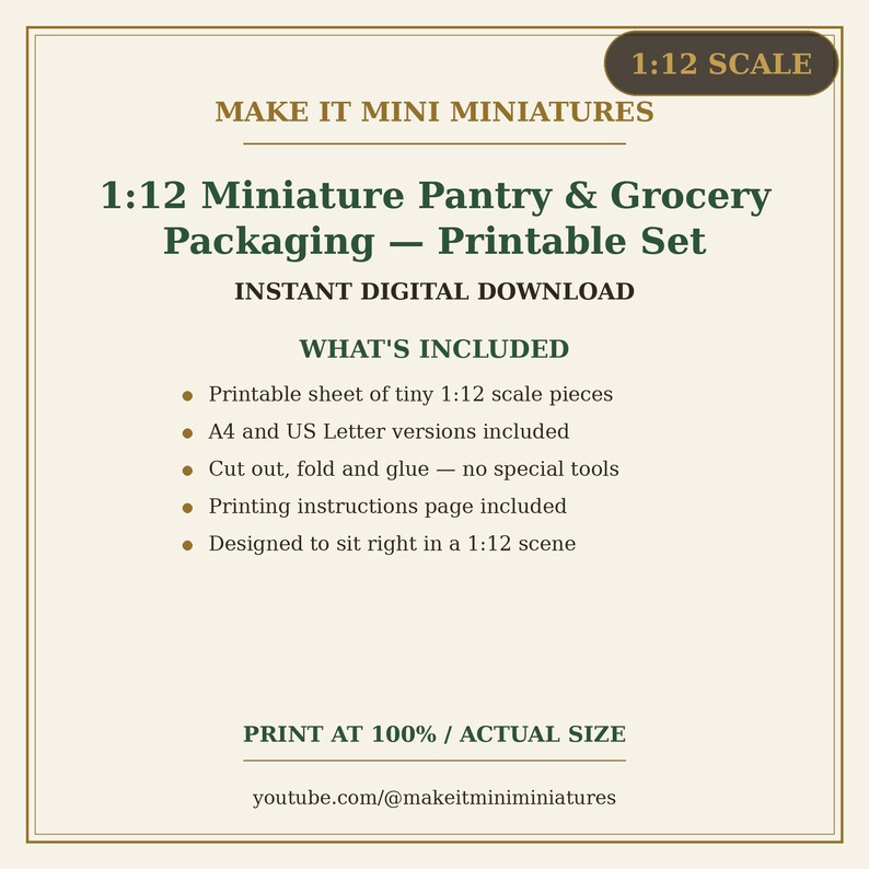 Miniature Pantry & Grocery Packaging Printable 1:12 Scale — Dollhouse Accessories Digital Download image 6