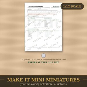Free 1:12 Scale Reference Card Printable — Dollhouse Miniature Ruler & Conversion Chart image 4