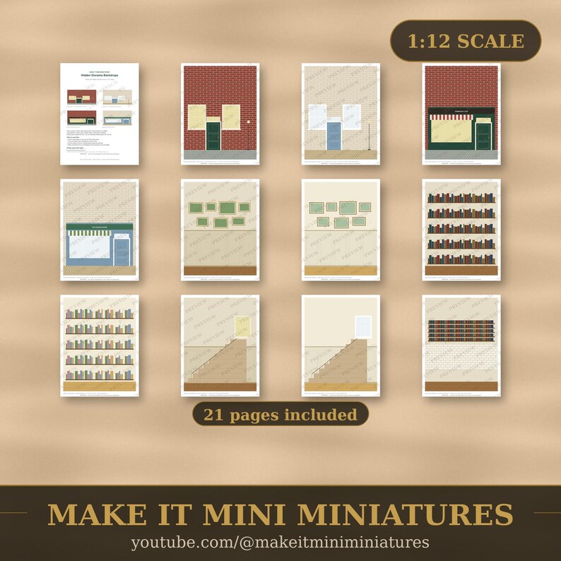 1:12 Scale Diorama Backdrops – 20 Printable Victorian Street, Shop, Room Scenes (Digital Download) image 4