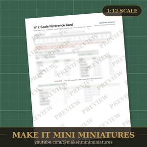 Free 1:12 Scale Reference Card Printable — Dollhouse Miniature Ruler & Conversion Chart image 2