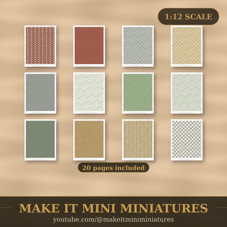Dollhouse Wallpaper & Flooring Printable 1:12 Scale — Garden Pack, 20 Sheets image 4