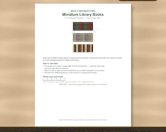 Miniature Library Books Printable 1:12 Scale — Dollhouse Accessories Digital Download