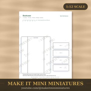 Dollhouse Bookcase Template 1:12 Scale — Printable Miniature Furniture Cut-Out Pattern image 2