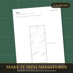 Dollhouse Door Template 1:12 Scale — Printable Miniature Furniture Cut-Out Pattern image 3