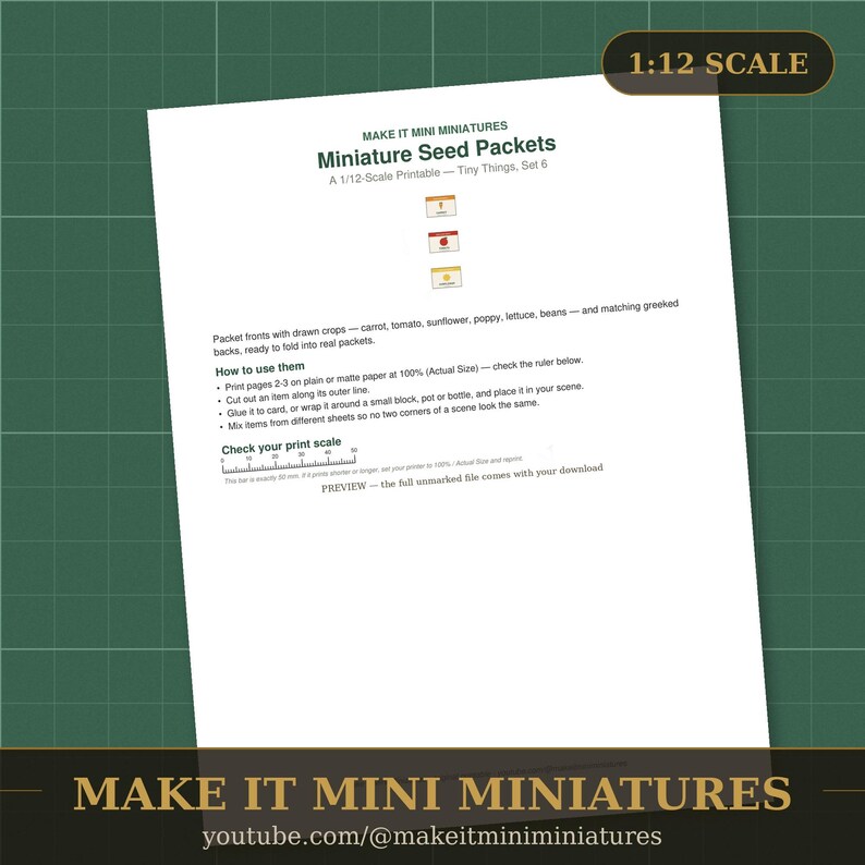Miniatur-Samentütchen zum Ausdrucken im Maßstab 1:12 – Puppenhauszubehör (digitaler Download) Bild 3