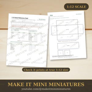 Dollhouse Sofa Template 1:12 Scale — Printable Miniature Furniture Cut-Out Pattern image 3