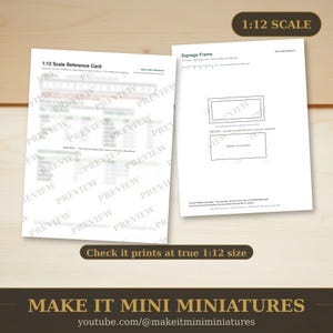 Dollhouse Signage Frame Template 1:12 Scale — Printable Miniature Furniture Cut-Out Pattern image 3