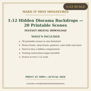 1:12 Scale Diorama Backdrops – 20 Printable Victorian Street, Shop, Room Scenes (Digital Download) image 5