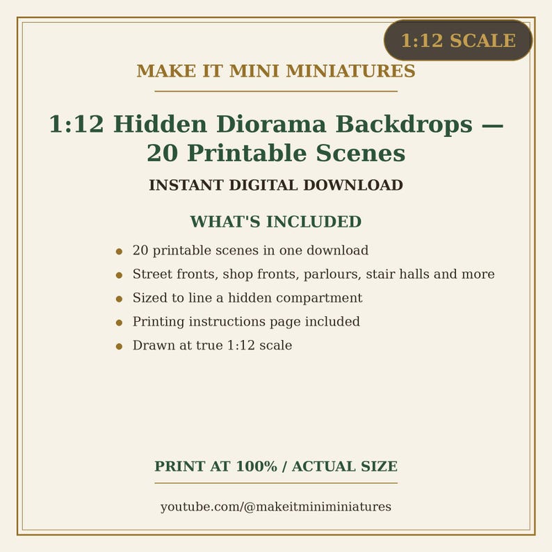 1:12 Scale Diorama Backdrops – 20 Printable Victorian Street, Shop, Room Scenes (Digital Download) image 5