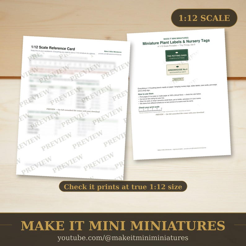 Miniature Plant Labels & Nursery Tags Printable 1:12 Scale — Dollhouse Garden Centre Digital Download image 3