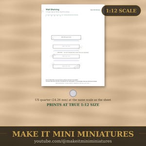 Dollhouse Wall Shelving Template 1:12 Scale — Printable Miniature Furniture Cut-Out Pattern image 4