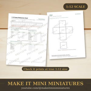 Dollhouse Chair Template 1:12 Scale — Printable Miniature Furniture Cut-Out Pattern image 3