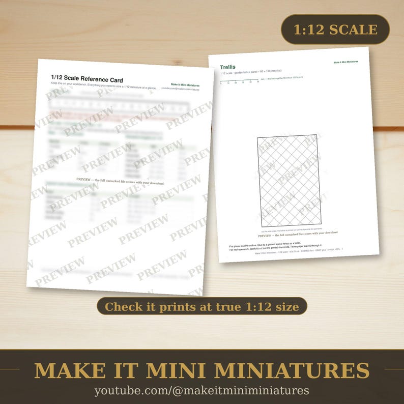 Dollhouse Garden Trellis Template 1:12 Scale — Printable Miniature Furniture Cut-Out Pattern image 3