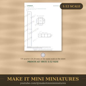 Dollhouse Lamppost Template 1:12 Scale — Printable Miniature Furniture Cut-Out Pattern image 4