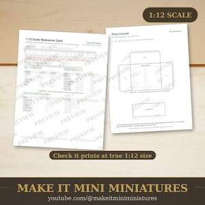 Gabarit de comptoir de magasin pour maison de poupée à l'échelle 1:12 — Modèle de mobilier miniature à découper et à imprimer image 3