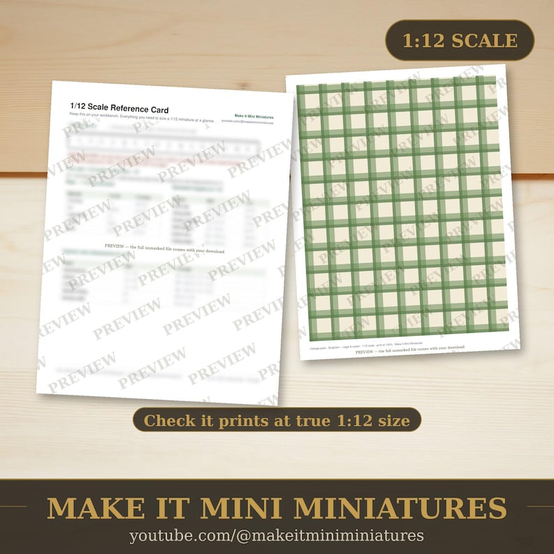 Dollhouse Wallpaper & Flooring Printable 1:12 Scale — Cottage Pack, 20 Sheets image 3