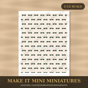 Papel pintado y suelo navideño para casa de muñecas, imprimible a escala 1:12 — 20 láminas, acebo, nieve, tartán imagen 1