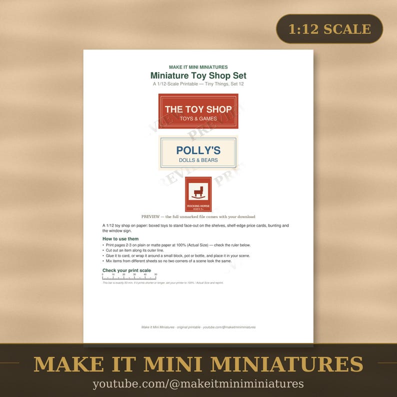 1:12 Scale Toy Shop Printable – Boxed Toys, Shelf Cards, Window Signs (Digital Download) Bild 1