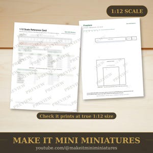 Dollhouse Fireplace Template 1:12 Scale — Printable Miniature Furniture Cut-Out Pattern image 3