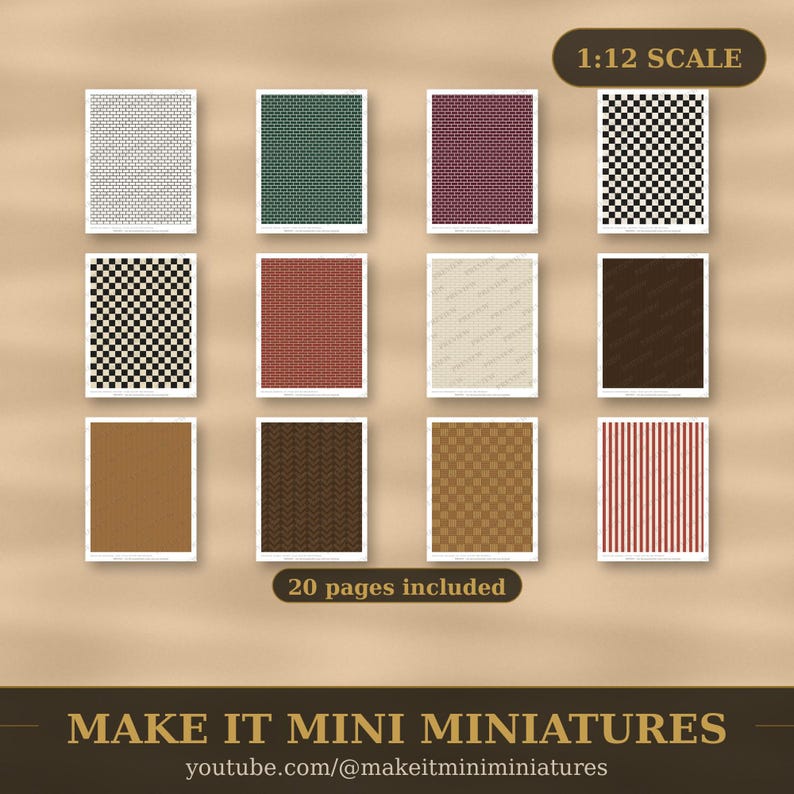 Dollhouse Wallpaper & Flooring Printable 1:12 Scale — Shop Interior Pack, 20 Sheets image 4
