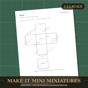 Dollhouse Chair Template 1:12 Scale — Printable Miniature Furniture Cut-Out Pattern image 2