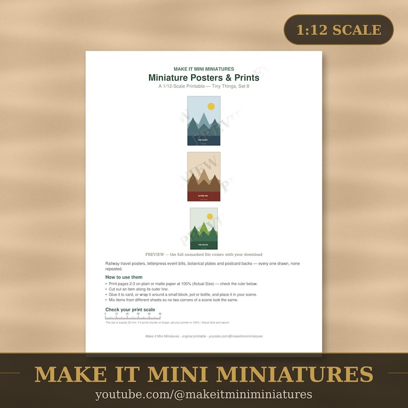 Miniaturposter & -drucke im Maßstab 1:12 zum Ausdrucken – Puppenhauszubehör (Digitaler Download) Bild 1