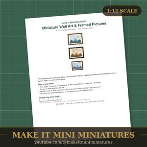 Miniature Wall Art & Framed Pictures Printable 1:12 Scale — Dollhouse Accessories Digital Download image 2
