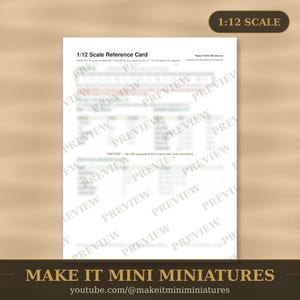 Free 1:12 Scale Reference Card Printable — Dollhouse Miniature Ruler & Conversion Chart image 1