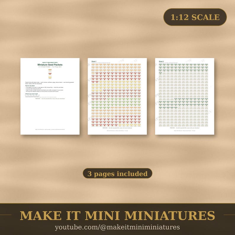 Miniatur-Samentütchen zum Ausdrucken im Maßstab 1:12 – Puppenhauszubehör (digitaler Download) Bild 5