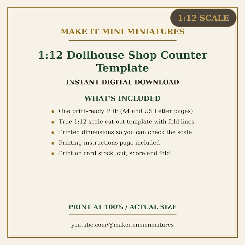 Gabarit de comptoir de magasin pour maison de poupée à l'échelle 1:12 — Modèle de mobilier miniature à découper et à imprimer image 5