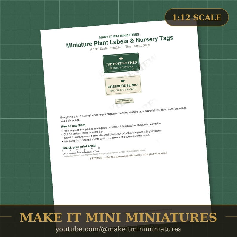 Miniature Plant Labels & Nursery Tags Printable 1:12 Scale — Dollhouse Garden Centre Digital Download image 2
