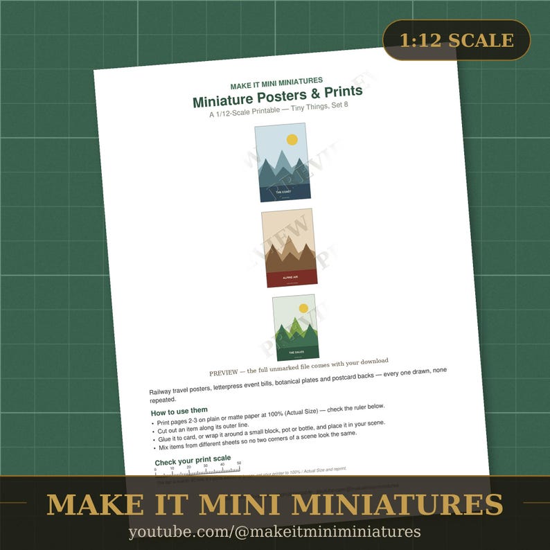 Miniaturposter & -drucke im Maßstab 1:12 zum Ausdrucken – Puppenhauszubehör (Digitaler Download) Bild 2