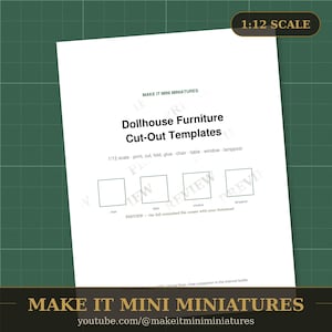 Dollhouse Furniture Starter Templates 1:12 Scale — 4 Printable Miniature Patterns for Beginners image 2
