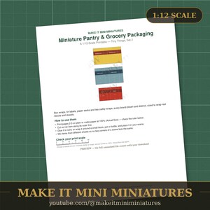 Miniature Pantry & Grocery Packaging Printable 1:12 Scale — Dollhouse Accessories Digital Download image 3