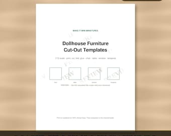 Dollhouse Furniture Starter Templates 1:12 Scale — 4 Printable Miniature Patterns for Beginners