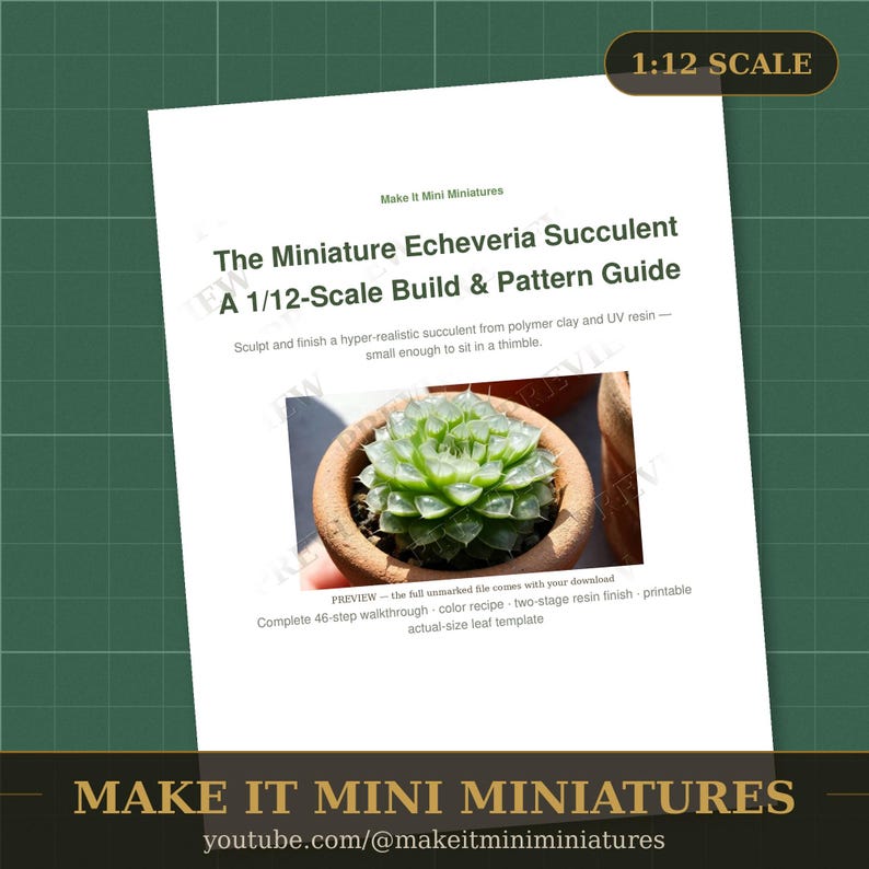 Miniature Echeveria Succulent — 1:12 Scale Miniature Build Guide, Printable Step-by-Step Tutorial image 2