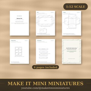 Dollhouse Bedroom Furniture Set 1:12 Scale — 4 Printable Miniature Templates image 4