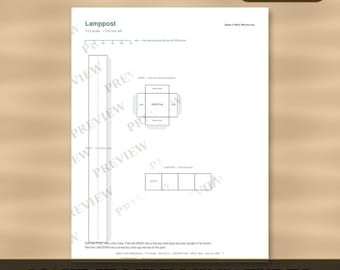 Dollhouse Lamppost Template 1:12 Scale — Printable Miniature Furniture Cut-Out Pattern
