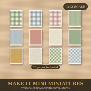 Dollhouse Wallpaper & Flooring Printable 1:12 Scale — Cottage Pack, 20 Sheets image 4