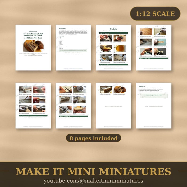 Miniature Rolled Newspapers — 1:12 Scale Miniature Build Guide, Printable Step-by-Step Tutorial image 4