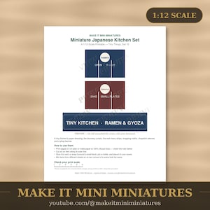 1:12 Scale Miniature Japanese Kitchen Printables – Noren, Menu, Wraps (Digital Download) image 1