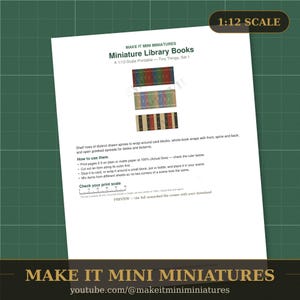 Miniature Library Books Printable 1:12 Scale — Dollhouse Accessories Digital Download image 2